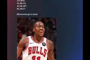 公牛咋想的？道苏姆被交易前三项命中率51+45+85！超高效